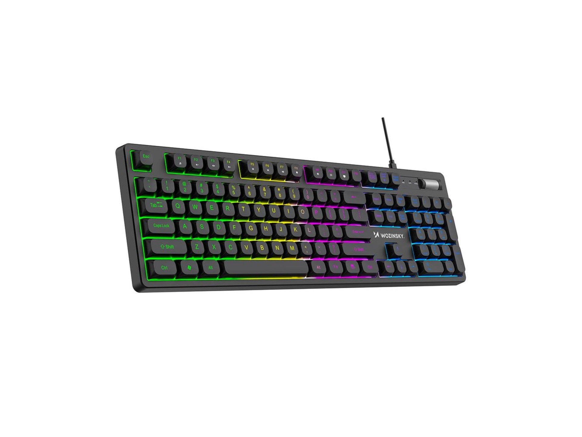 Teclado para juegos Wozinsky WKG-200 con membrana arcoíris y rueda de desplazamiento - negro