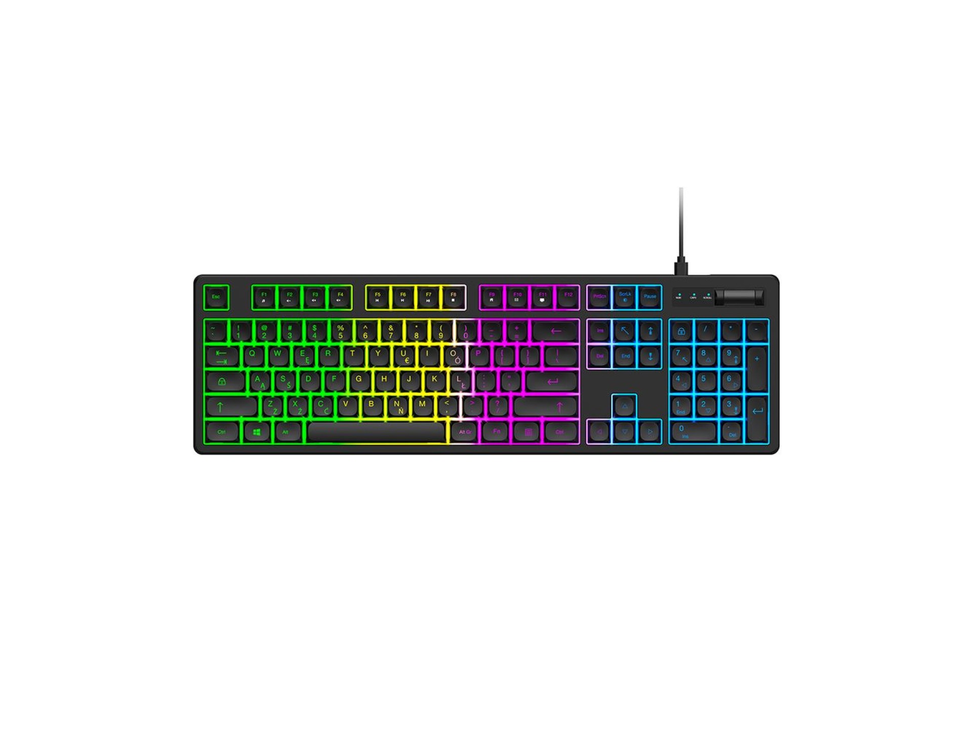 Teclado para juegos Wozinsky WKG-200 con membrana arcoíris y rueda de desplazamiento - negro