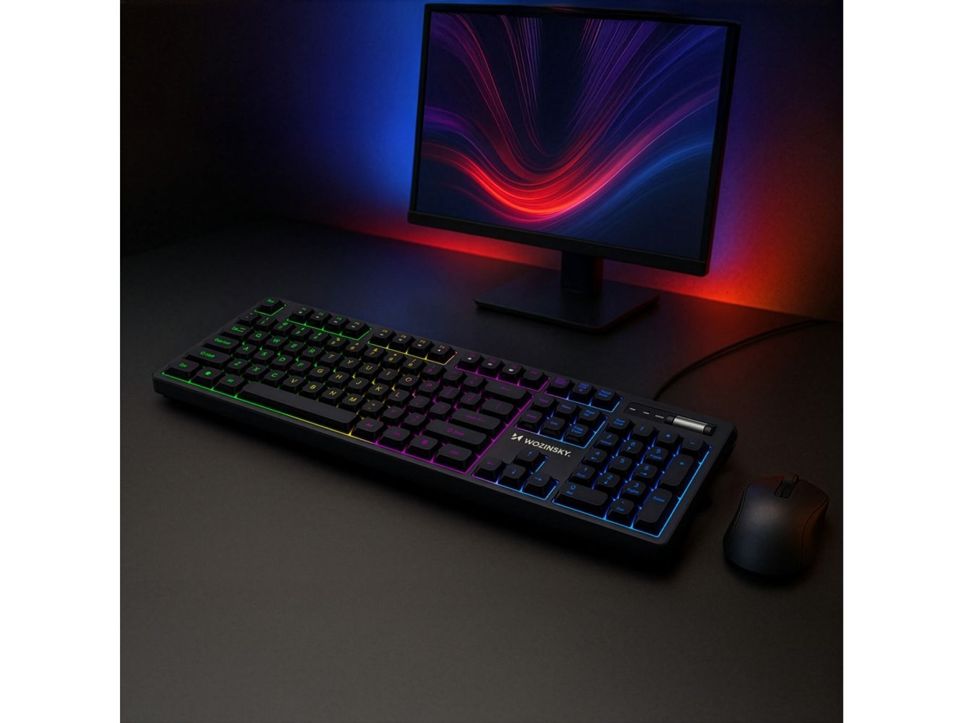 Teclado para juegos Wozinsky WKG-200 con membrana arcoíris y rueda de desplazamiento - negro