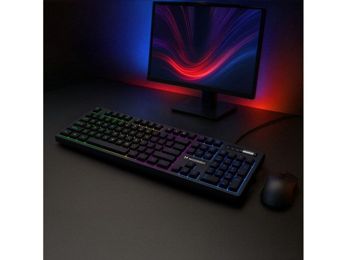Teclado para juegos Wozinsky WKG-200 con membrana arco�ris y rueda de desplazamiento - negro