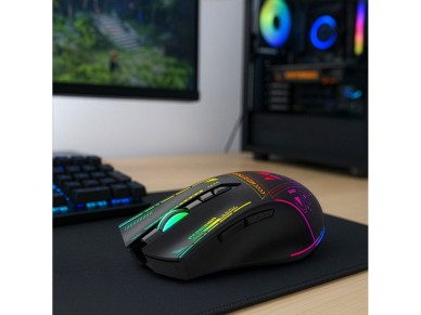 Rat�n �ptico inal�mbrico para juegos Wozinsky WMGB-3200, 3200 DPI - Negro