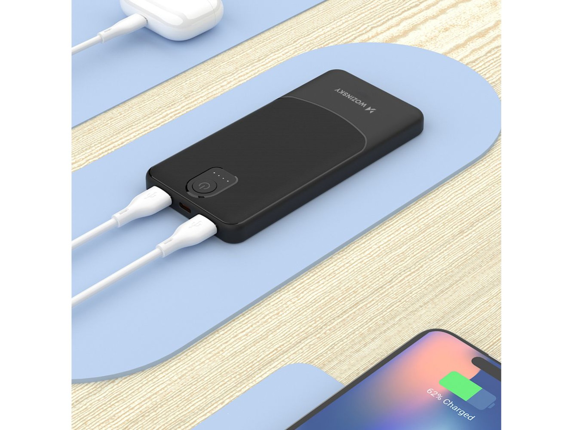 Bateria Externa Wozinsky Wpower WPBBK-2 10000mAh - Preta