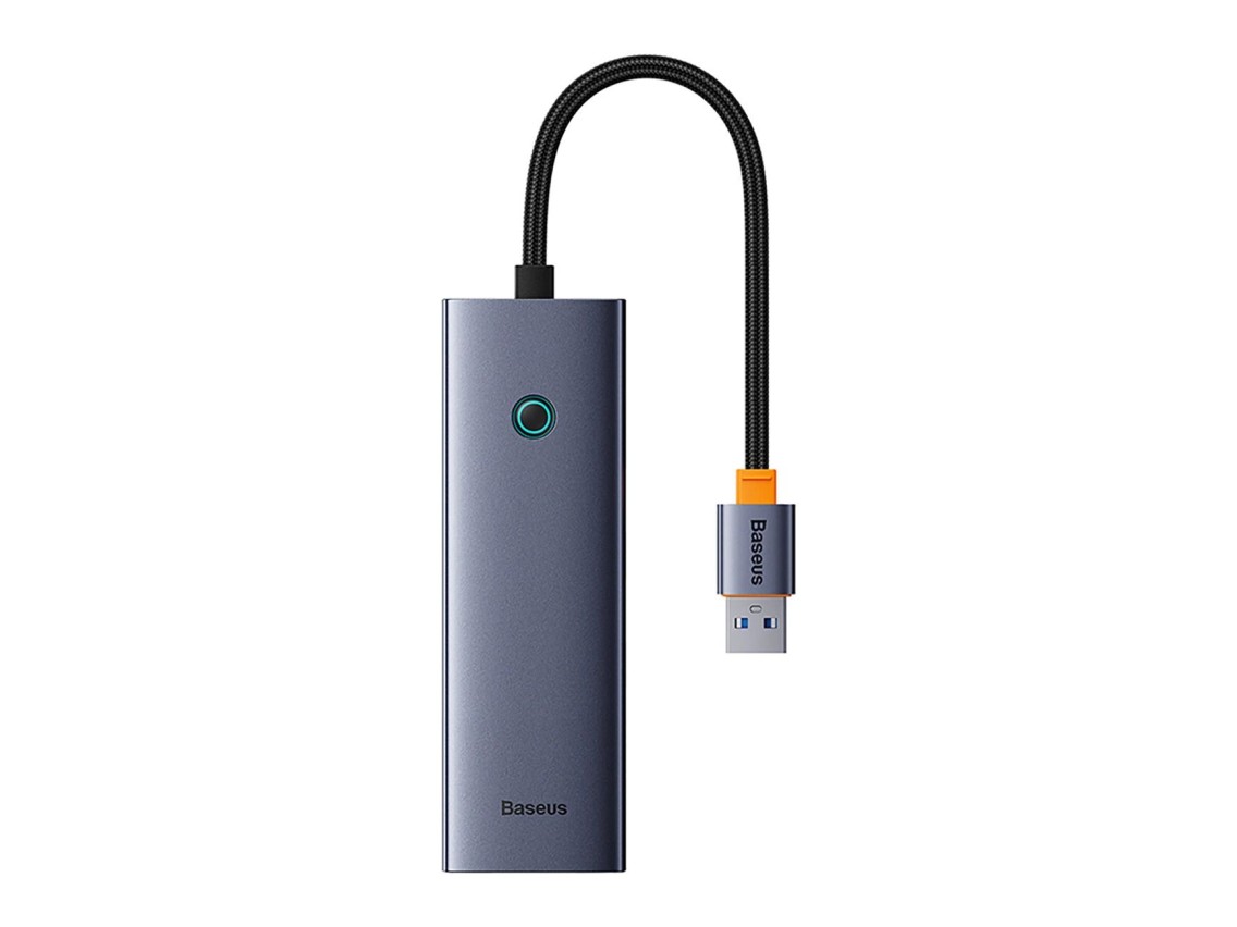 Hub USB-A 4 em 1 Baseus UltraJoy 3 x USB-A 3.0 + RJ45 - Cinza