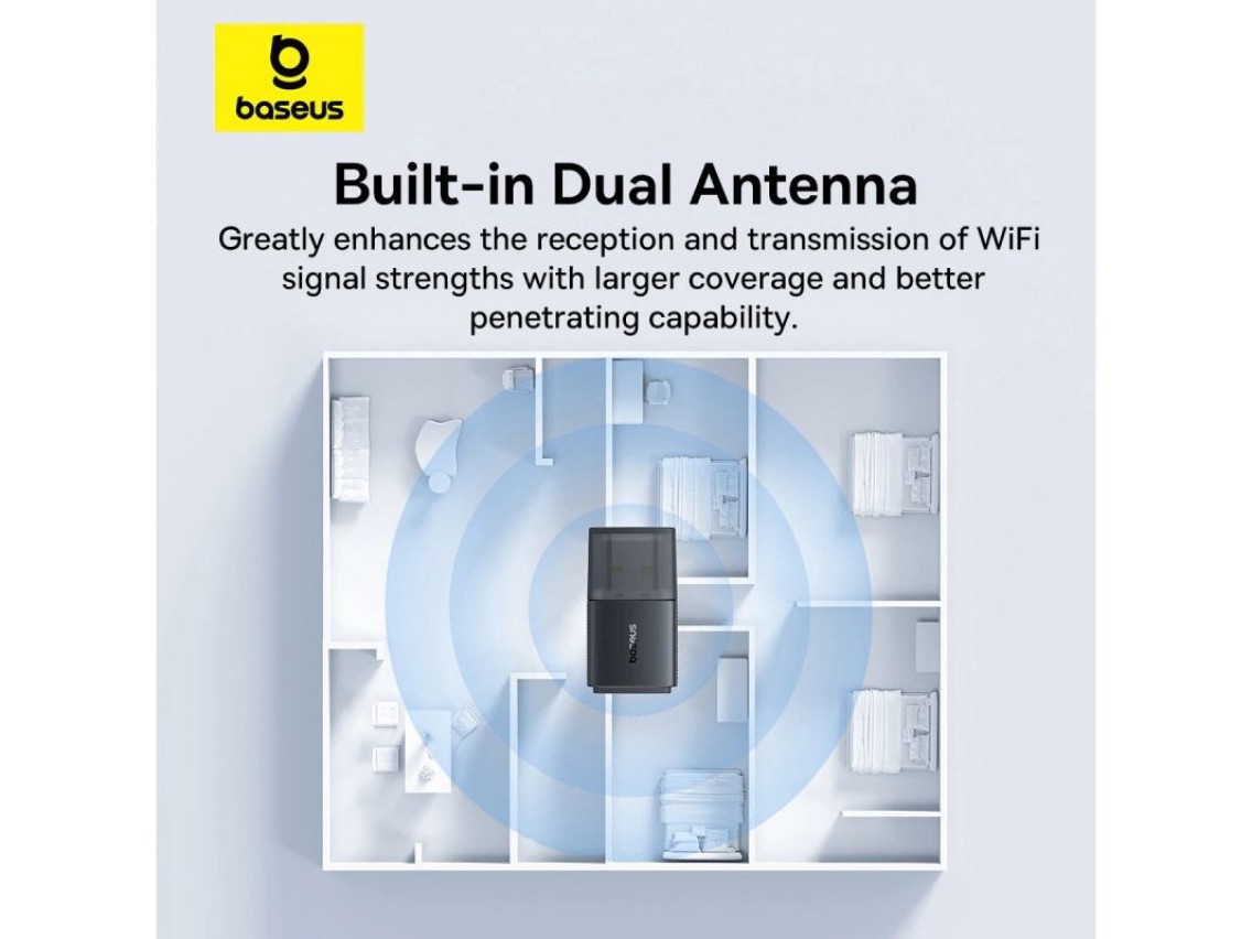 Placa de rede USB Baseus BS-OH169 300Mb/s - preta