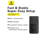 Placa de rede USB Baseus BS-OH169 300Mb/s - preta Placa de rede USB Baseus BS-OH169 300Mb/s - preta