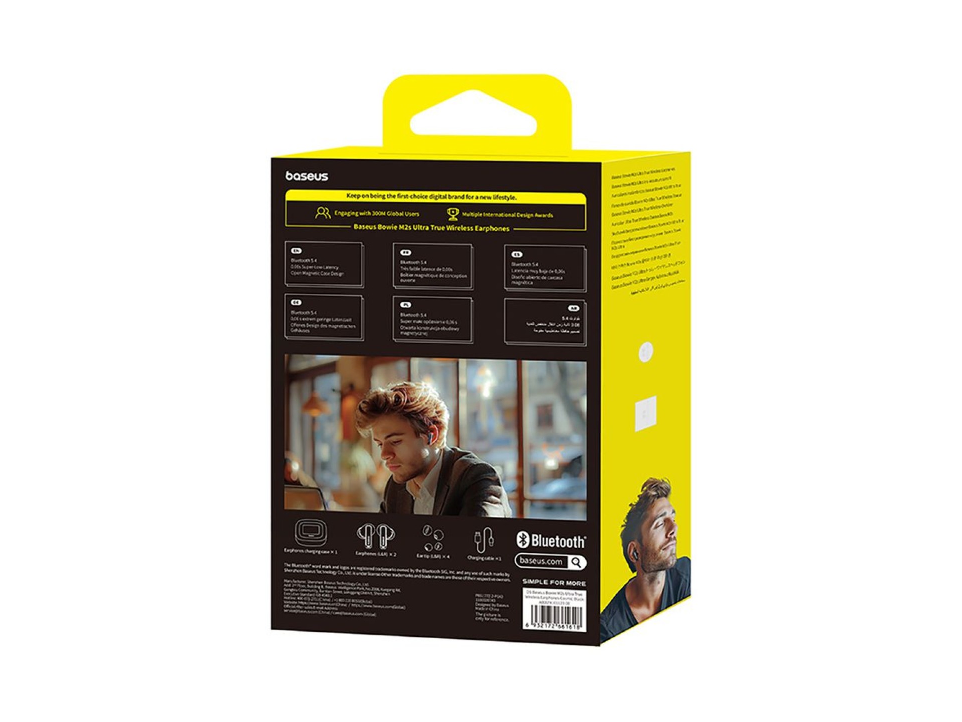 Fones de ouvido intra-auriculares sem fio Baseus Bowie M2s Ultra TWS com tela interativa - Preto