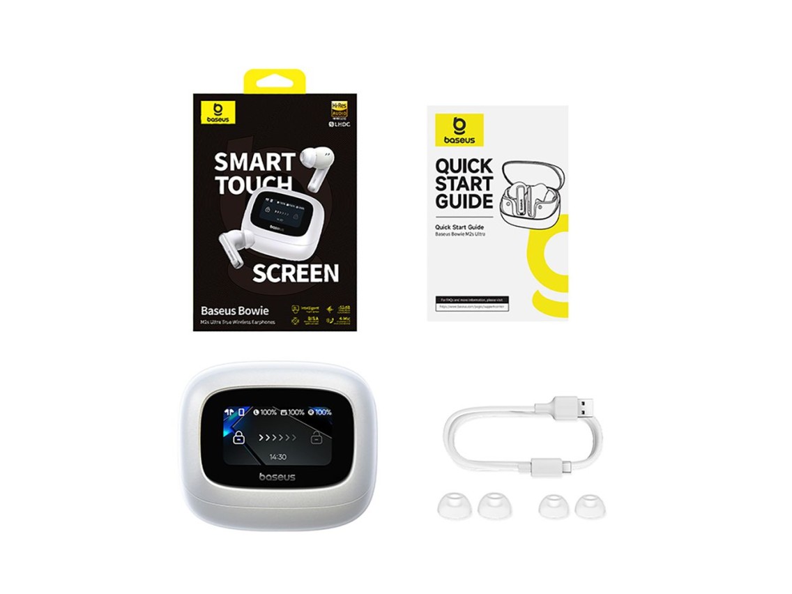Auriculares inalámbricos intrauditivos Baseus Bowie M2s Ultra TWS con pantalla interactiva - Blanco