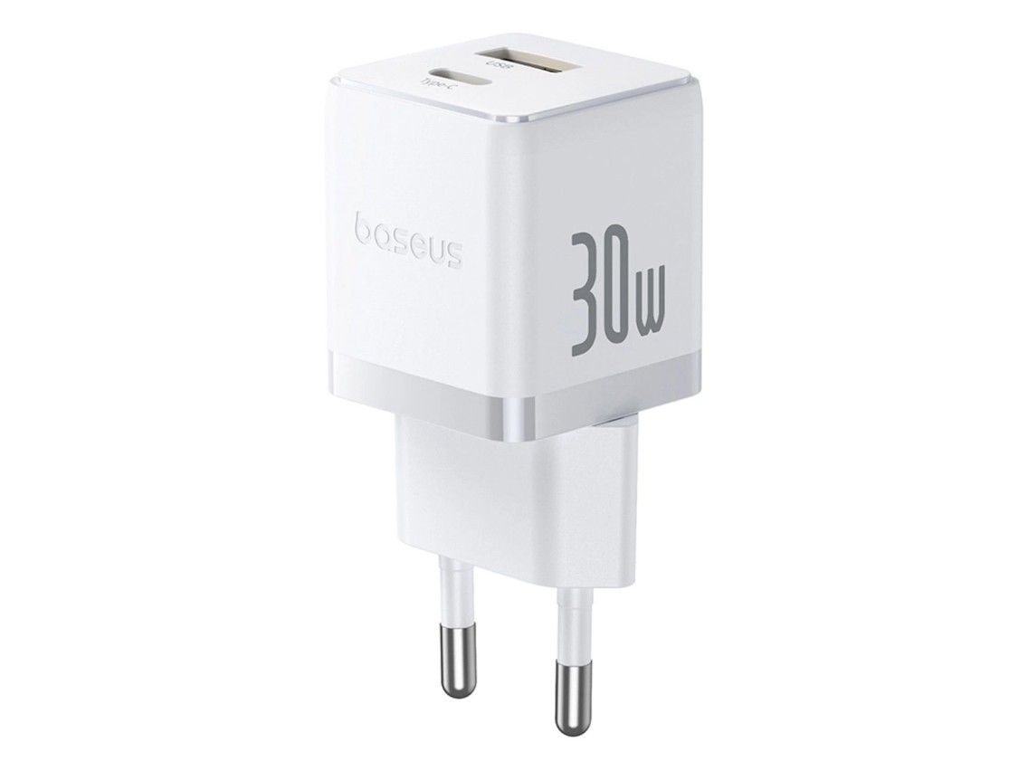 Cargador de pared Baseus Palm USB-C USB-A de 30 W - Blanco