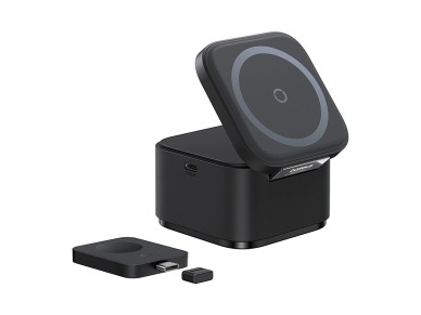 Carregador indutivo Baseus MagPro 3 em 1 25 W compatível com MagSafe para celular e smartwatch - Pre Carregador indutivo Baseus MagPro 3 em 1 25 W compatível com MagSafe para celular e smartwatch - Pre