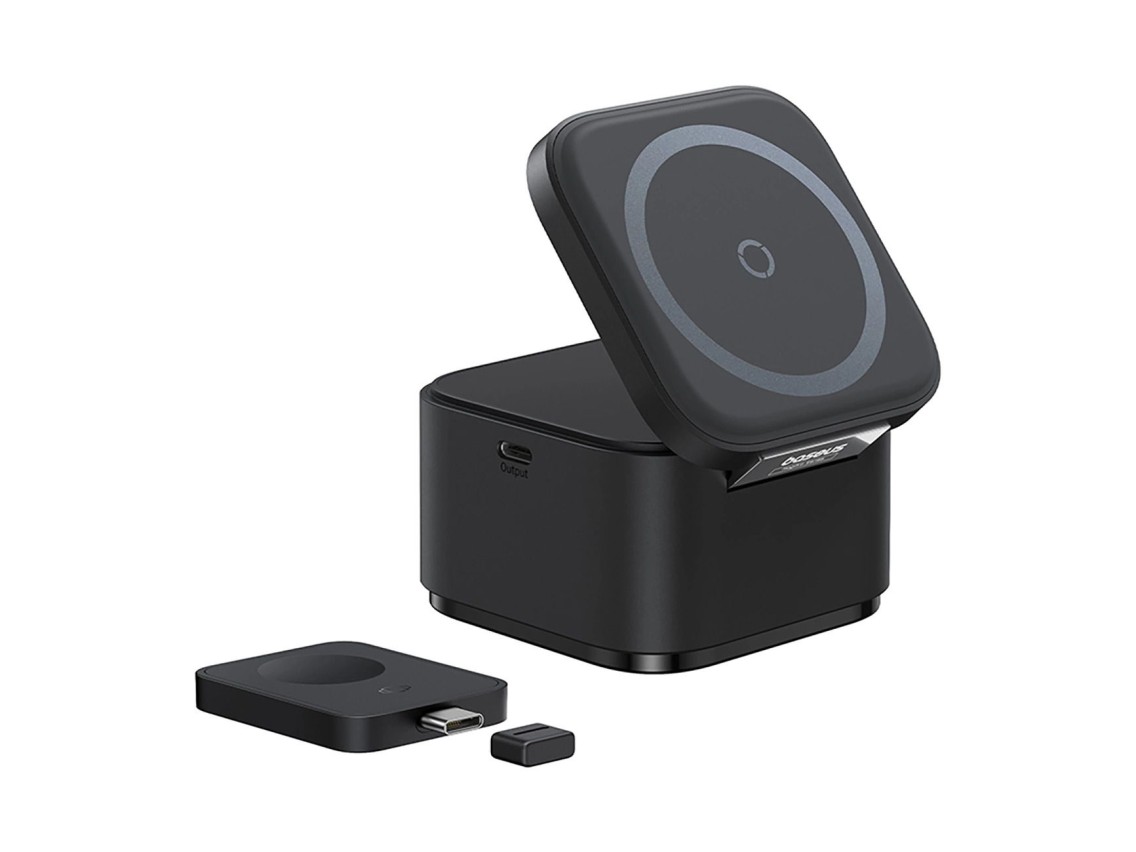 Cargador inductivo Baseus MagPro 3 en 1 de 25 W compatible con MagSafe para teléfono y reloj intelig