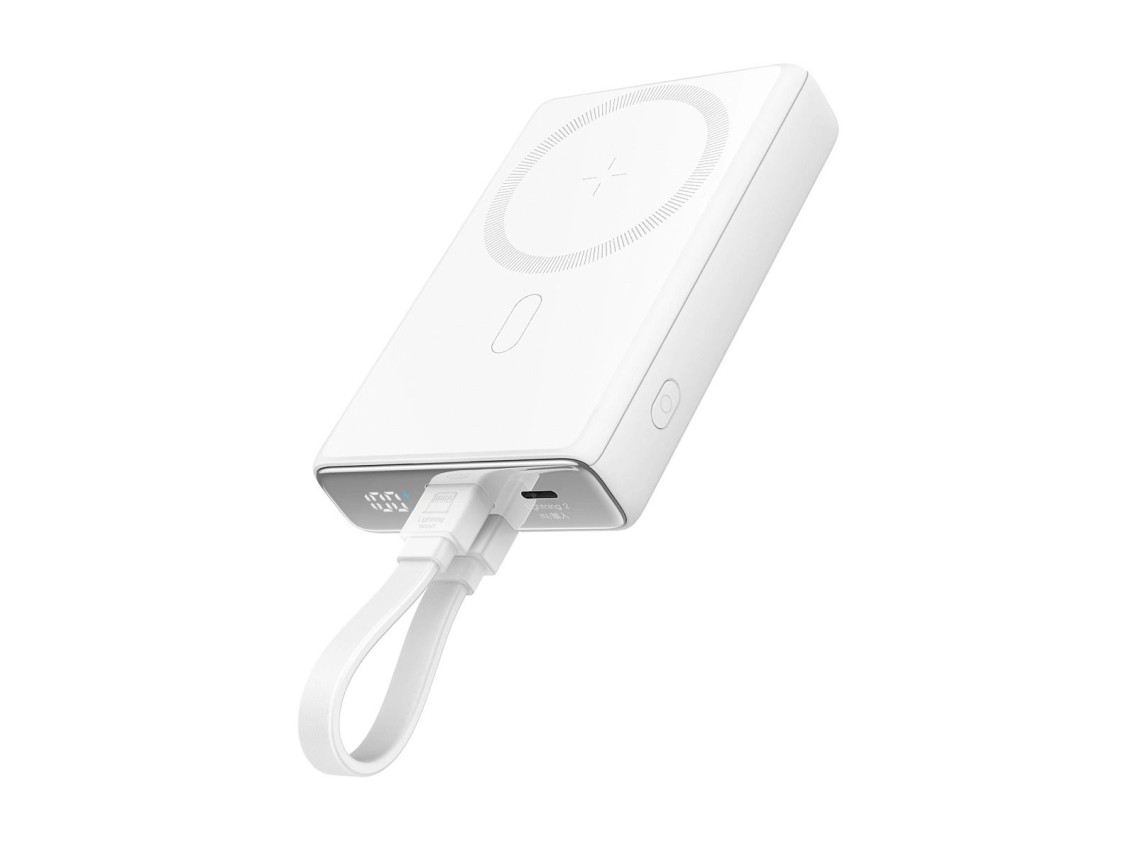 Powerbank Joyroom JR-PBM01 magnetic 10000mAh 20W with stand + Lightning cable - USB-C - white
