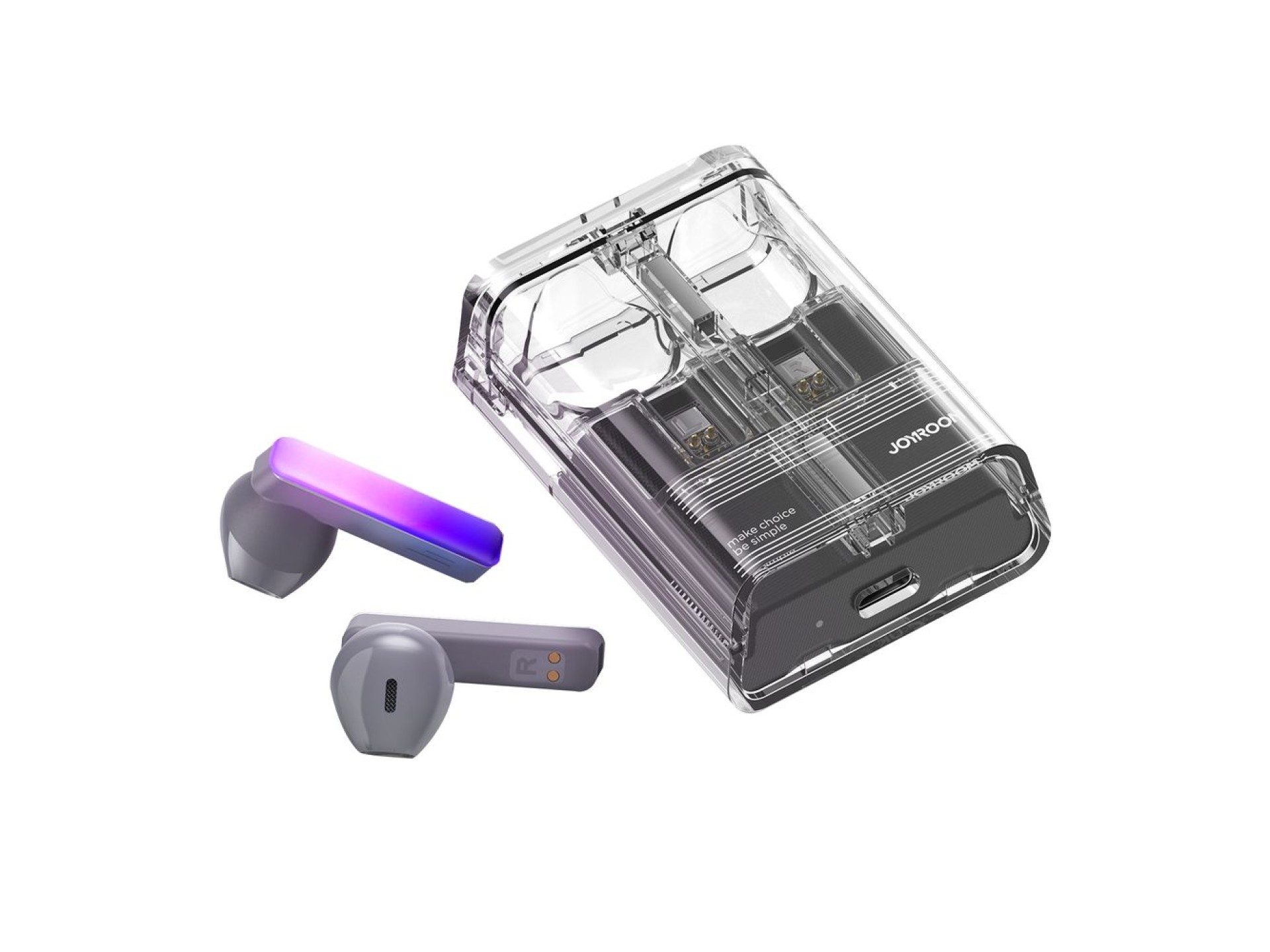 Auriculares inalámbricos TWS Joyroom JR-TC1 IceLens Series con luces LED - negros