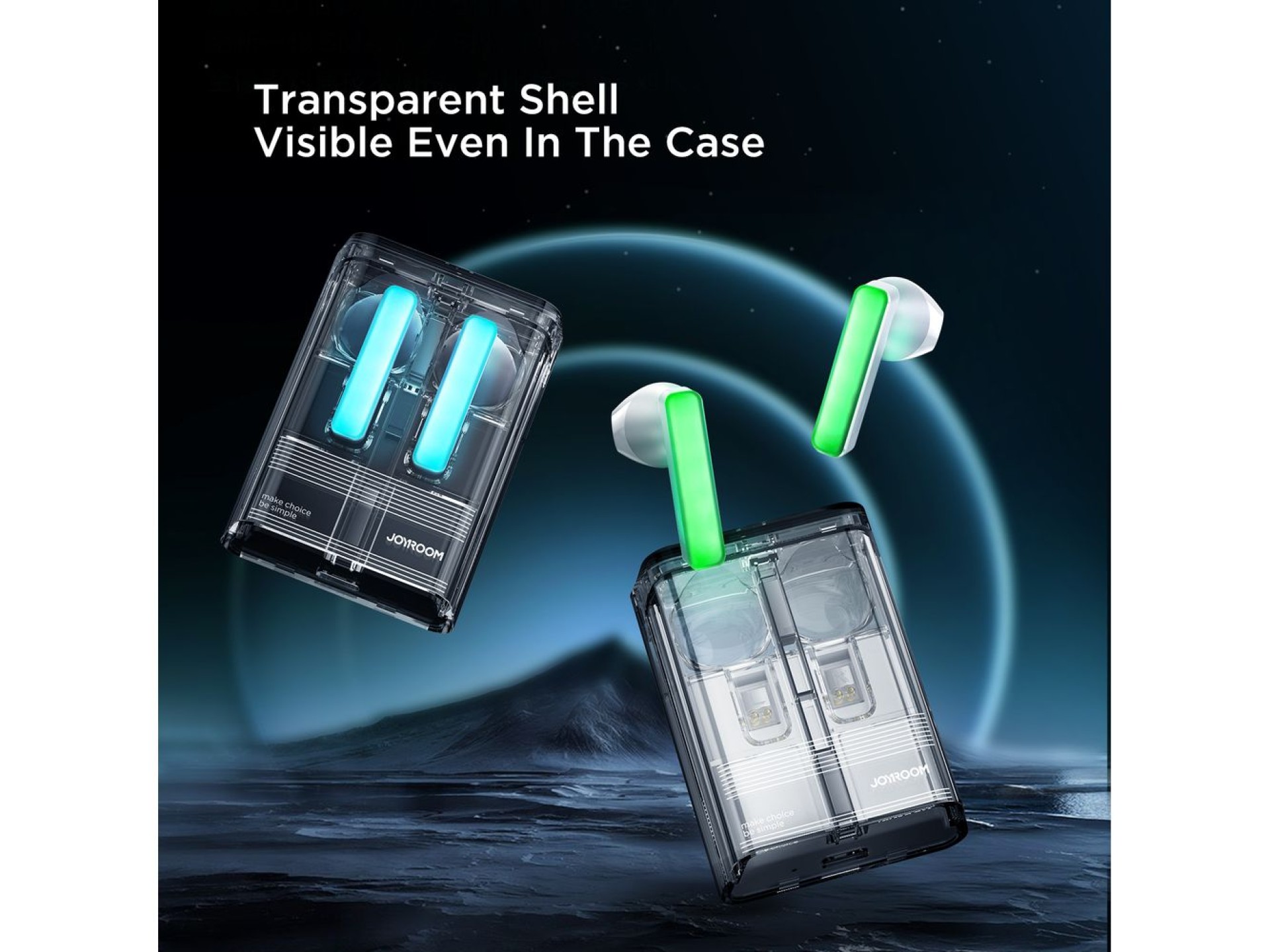 Auriculares inalámbricos TWS Joyroom JR-TC1 IceLens Series con luces LED - negros