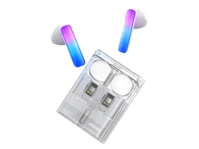 Fones de ouvido sem fio TWS Joyroom JR-TC1 IceLens Series com luzes LED - branco Fones de ouvido sem fio TWS Joyroom JR-TC1 IceLens Series com luzes LED - branco