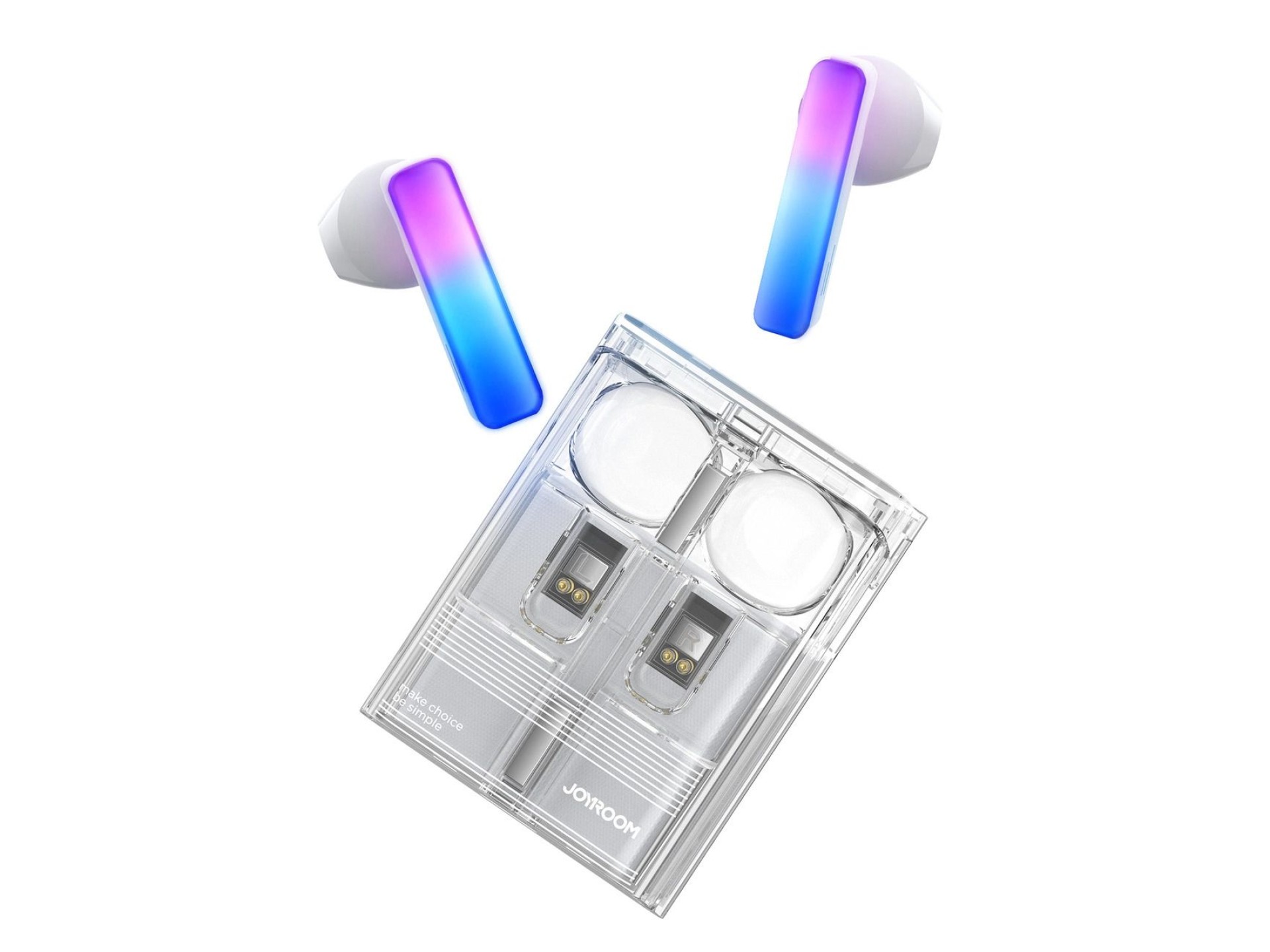 Auriculares inalámbricos TWS Joyroom JR-TC1 IceLens Series con luces LED - blancos