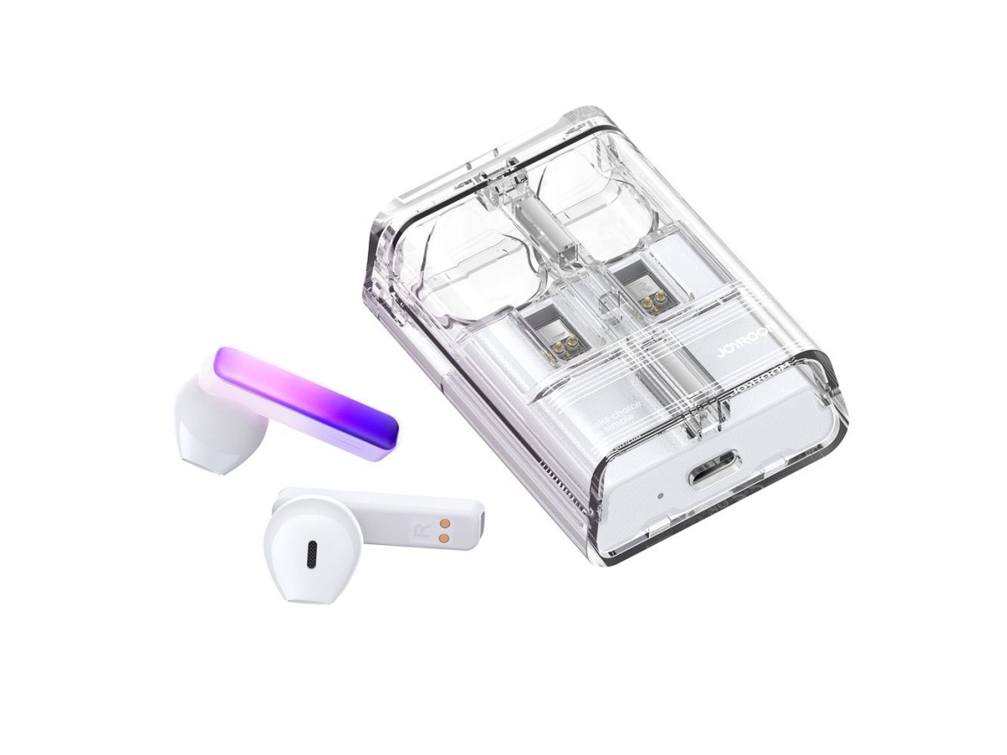 Fones de ouvido sem fio TWS Joyroom JR-TC1 IceLens Series com luzes LED - branco