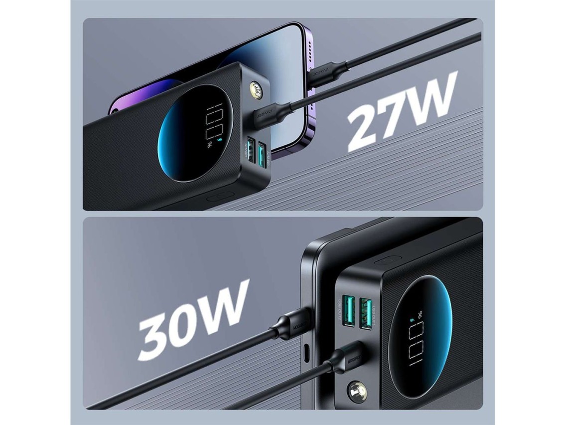 Powerbank Joyroom JR-PBF02 30W 20000mAh + USB-A - USB-C cable 0.25m - black