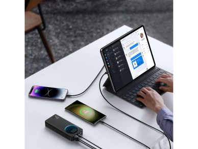 Powerbank Joyroom JR-PBF02 30W 20000mAh + USB-A - USB-C cable 0.25m - black Powerbank Joyroom JR-PBF02 30W 20000mAh + USB-A - USB-C cable 0.25m - black