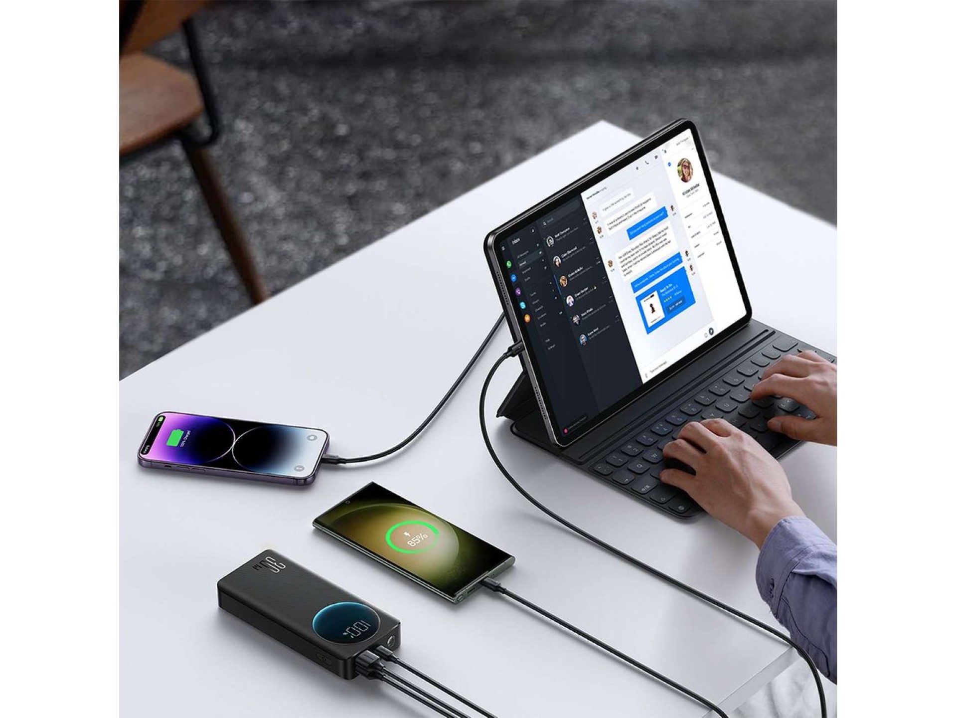 Powerbank Joyroom JR-PBF02 30W 20000mAh + USB-A - USB-C cable 0.25m - black