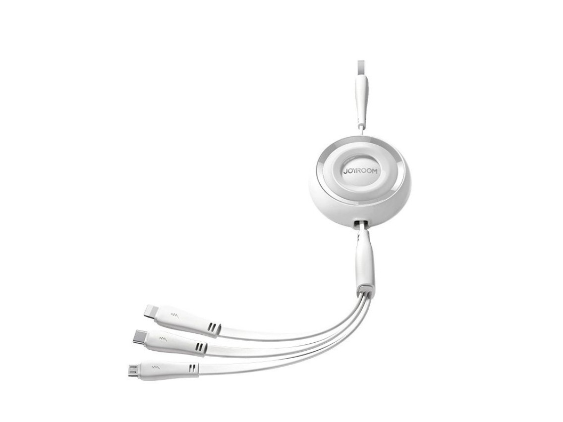 Cable retráctil Joyroom Colorful Series S-A40 3 en 1 USB-A - USB-C / Lightning / Micro USB 1 m - Bla