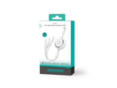 Cable retr�ctil Joyroom Colorful Series S-A40 3 en 1 USB-A - USB-C / Lightning / Micro USB 1 m - Bla