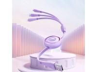 Joyroom Colorful Series S-A40 Cable Retractable 3in1 USB-A - USB-C / Lightning / Micro USB 1m - Purp Joyroom Colorful Series S-A40 Cable Retractable 3in1 USB-A - USB-C / Lightning / Micro USB 1m - Purp
