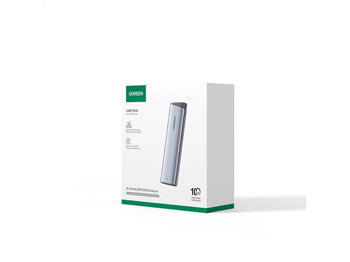 Gabinete para SSD Ugreen CM767 M.2 NVMe/SATA - Prata