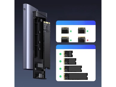Gabinete para SSD Ugreen CM767 M.2 NVMe/SATA - Prata