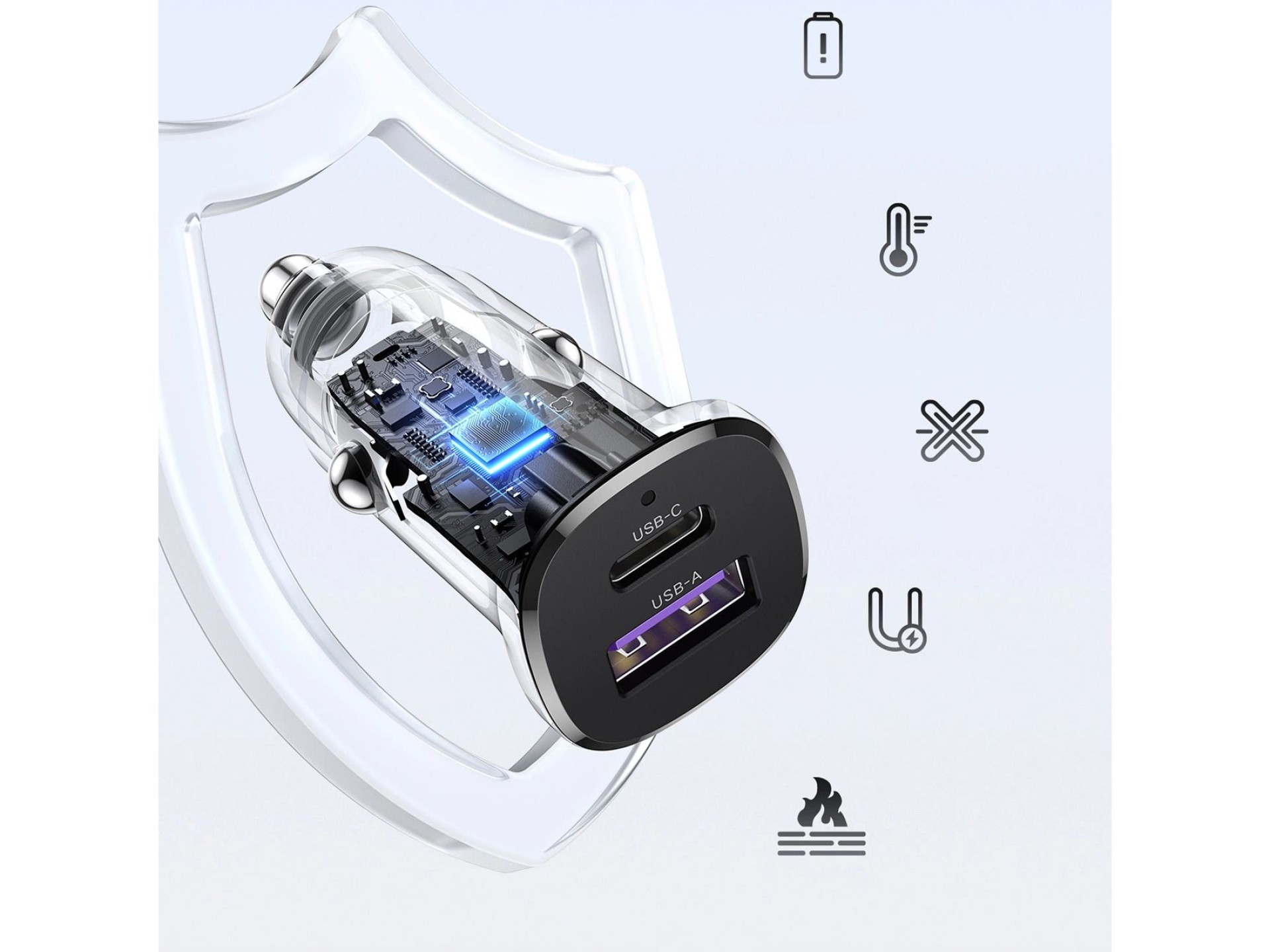 Ugreen EC305 25845 car charger USB-C USB-A 30W - black