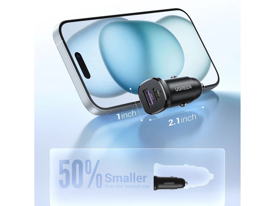 Ugreen EC305 25845 car charger USB-C USB-A 30W - black