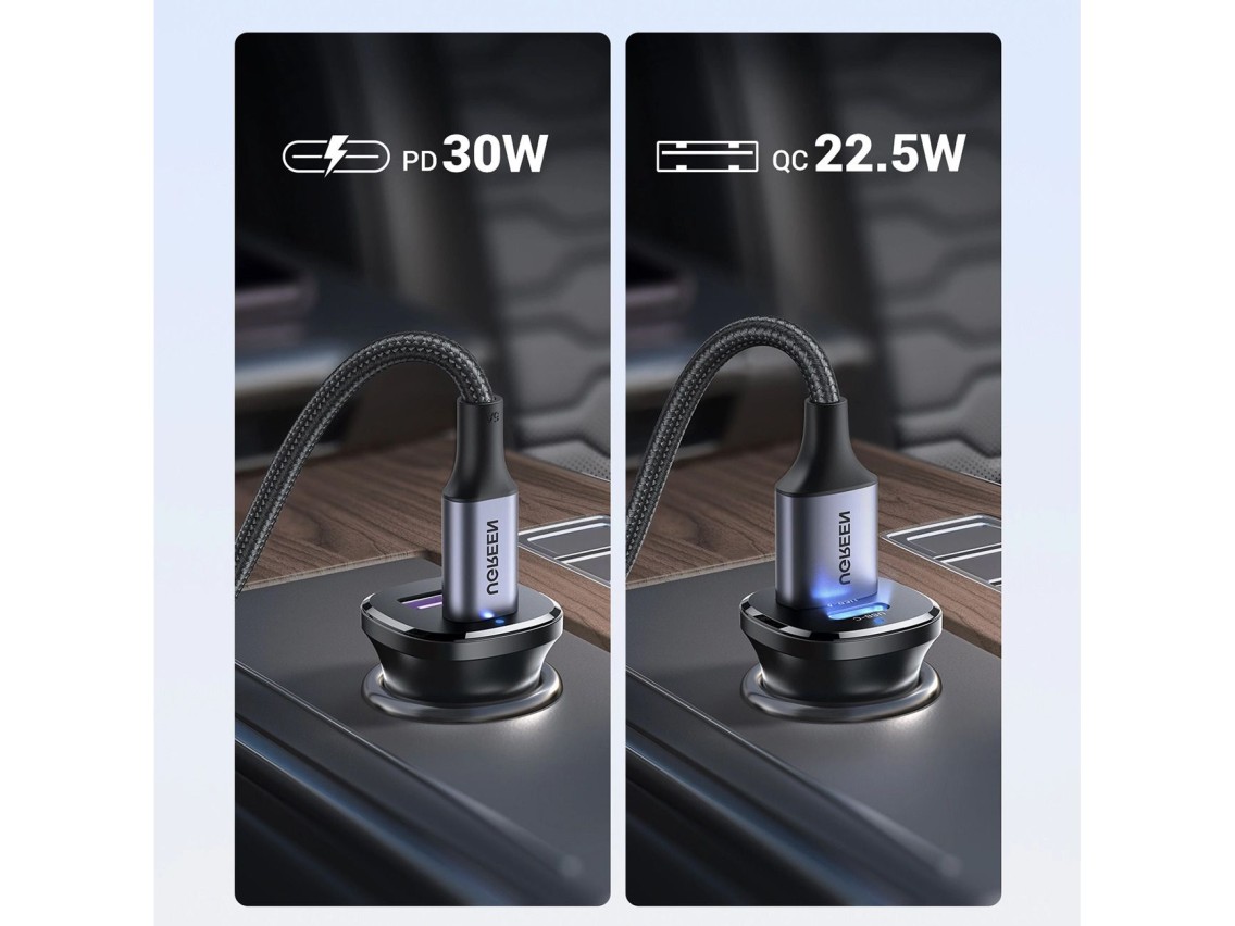 Ugreen EC305 25845 car charger USB-C USB-A 30W - black