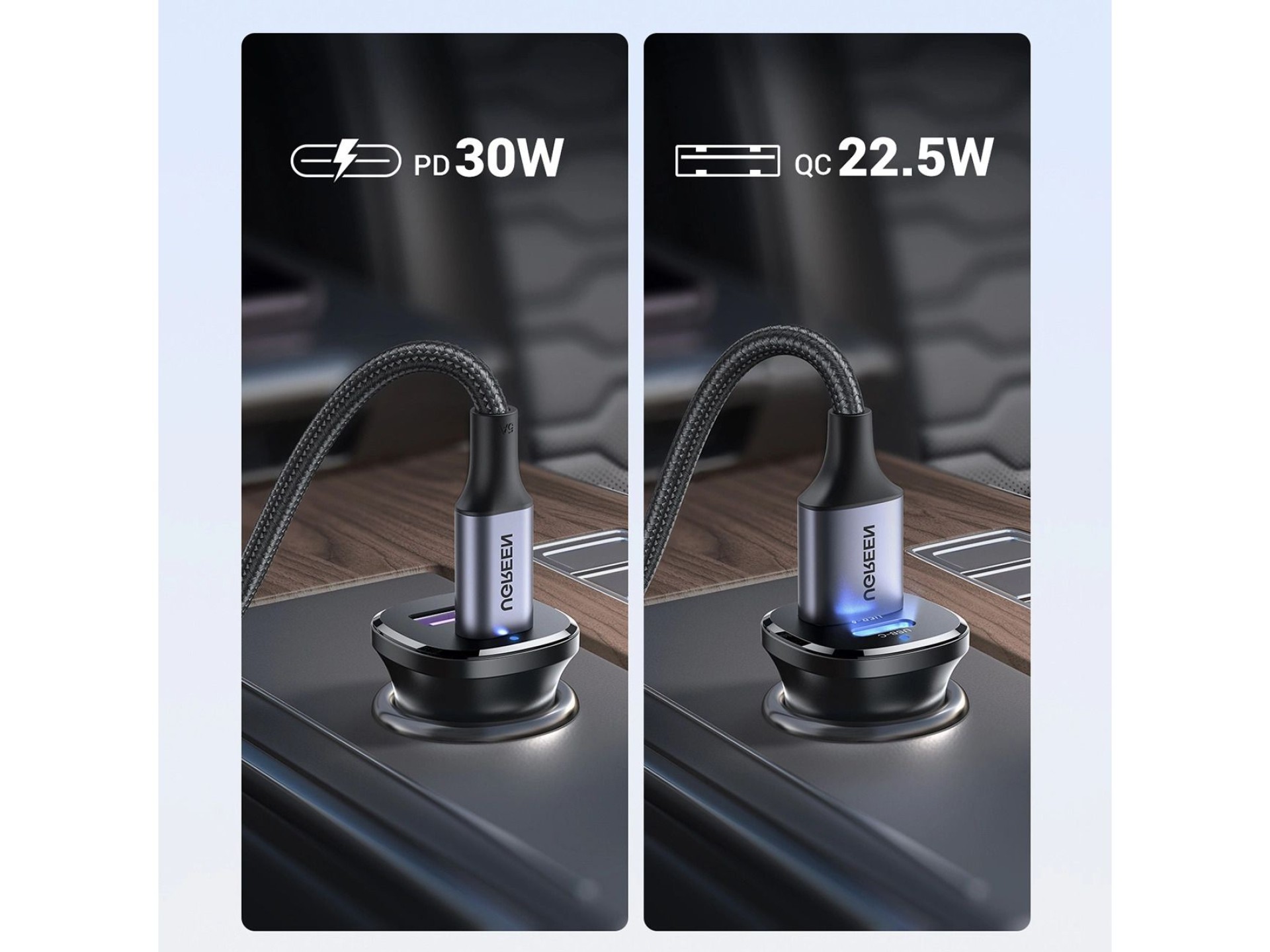 Ugreen EC305 25845 car charger USB-C USB-A 30W - black
