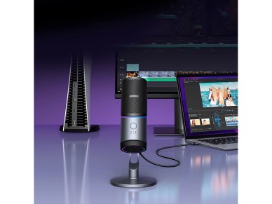 Micrófono de escritorio Ugreen CM769 con USB-A y LED RGB - Plateado