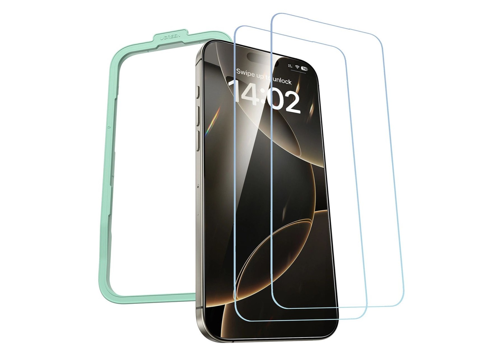 Vidrio templado Ugreen SP630 con marco de montaje para iPhone 16 Pro Max (2 uds.)