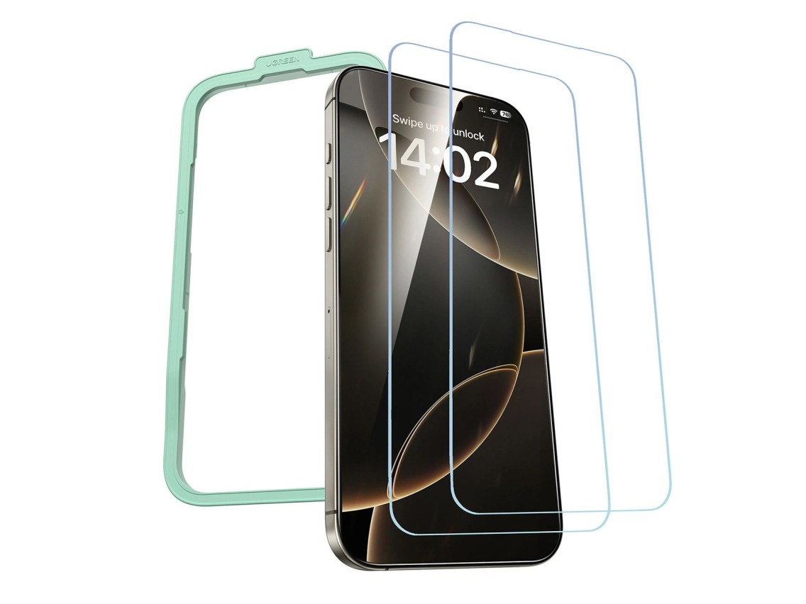 Vidrio templado Ugreen SP630 con marco de montaje para iPhone 16 Pro Max (2 uds.)