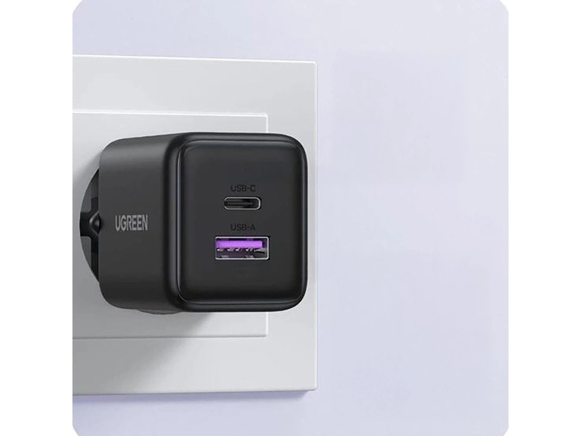 Carregador de parede Ugreen X516 30W GaN 1x USB-A 1x USB-C - Cinza