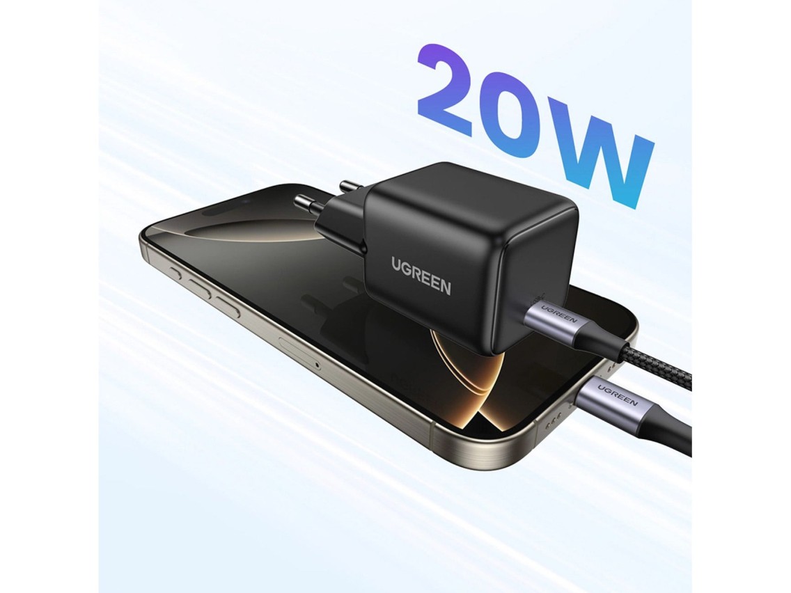 Carregador de parede Ugreen X512 20W GaN 1x USB-C - Preto