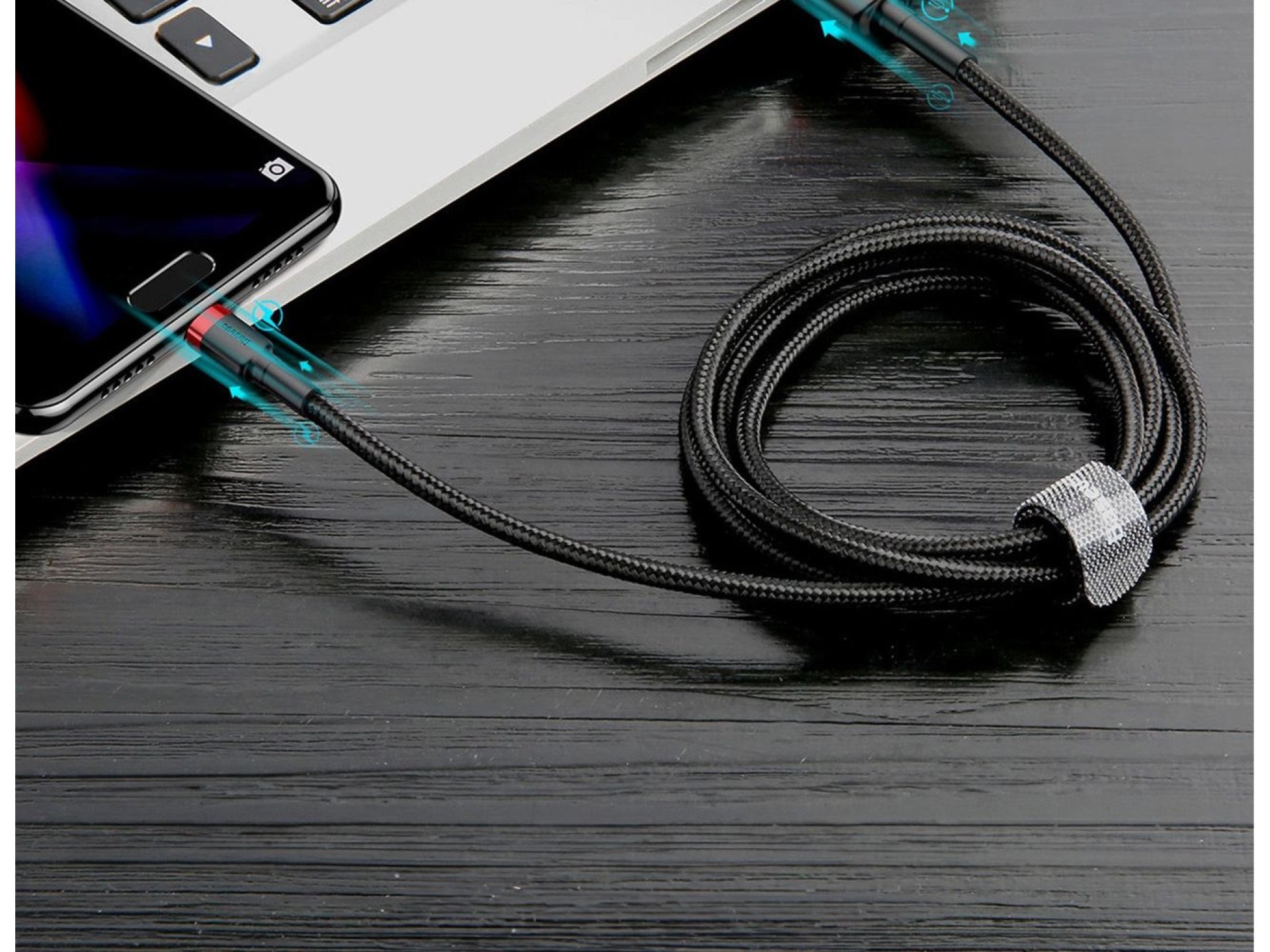 Baseus Cafule USB-A / USB-C QC 3.0 3A cable 0.5 m - black and red