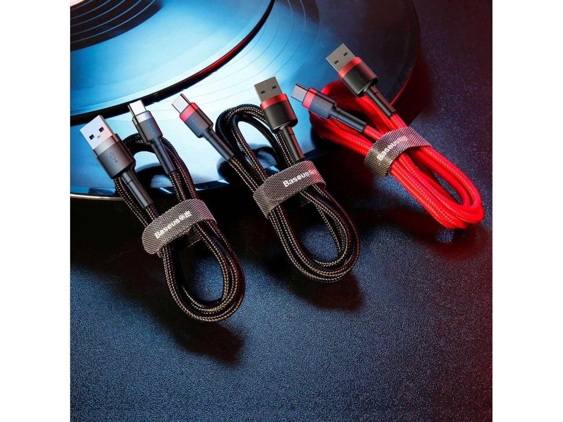 Baseus Cafule USB-A / USB-C QC 3.0 3A cable 0.5 m - black and red