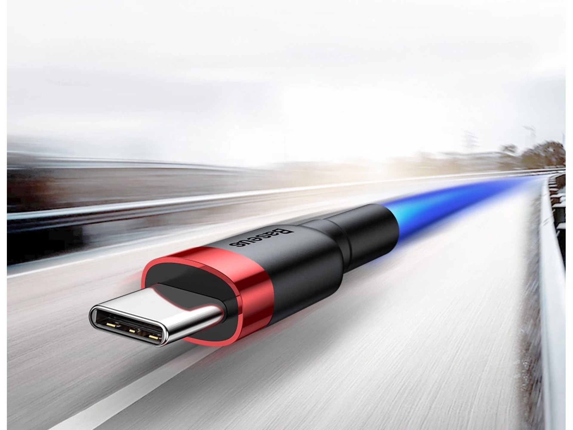 Baseus Cafule USB-A / USB-C QC 3.0 3A cable 0.5 m - black and red