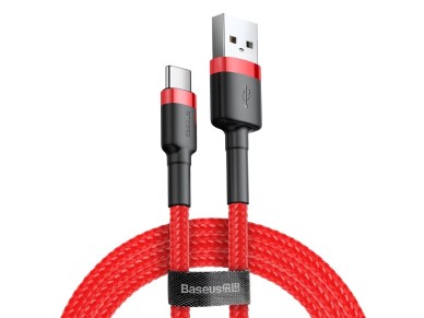 Cabo de nylon durável Baseus Cafule Cable USB / USB-C QC3.0 2A 2M vermelho (CATKLF-C09) Cabo de nylon durável Baseus Cafule Cable USB / USB-C QC3.0 2A 2M vermelho (CATKLF-C09)