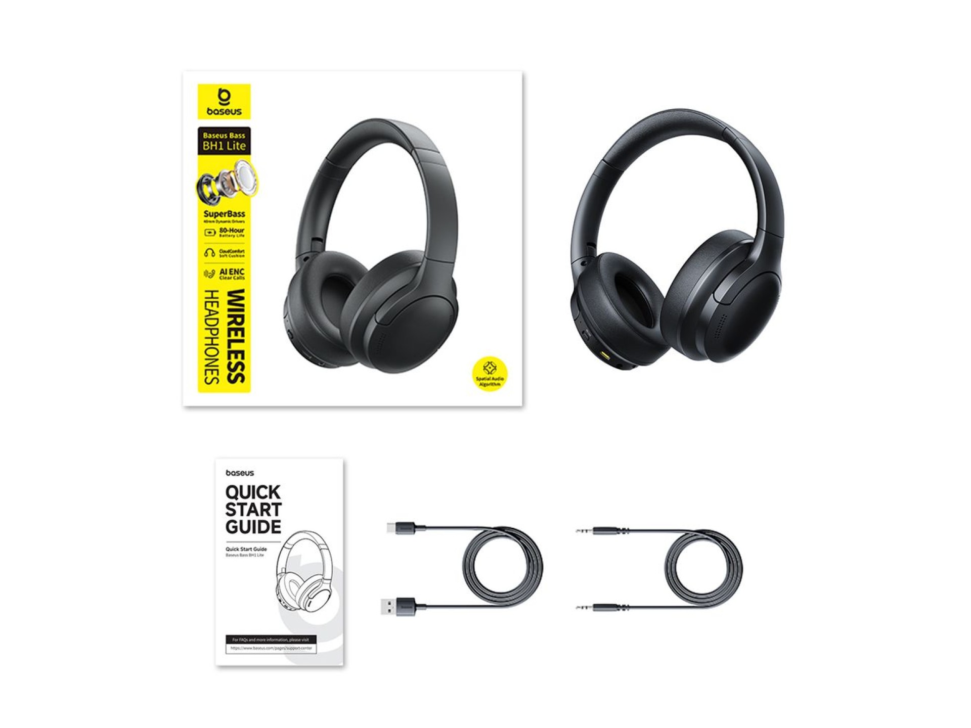 Auriculares inalámbricos supraaurales Baseus Bass BH1 Lite Bluetooth 6.0 - Negro