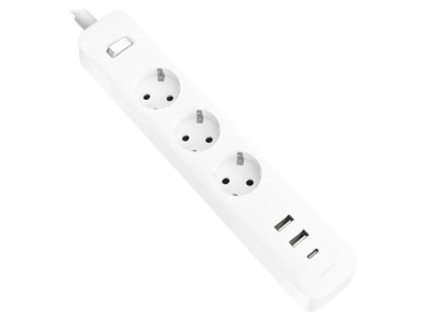 Xiaomi 20W Power Strip with Switch / 3 Power Outlets / 1 USB / 2 USB Type-C / 1.4m Cable / White
