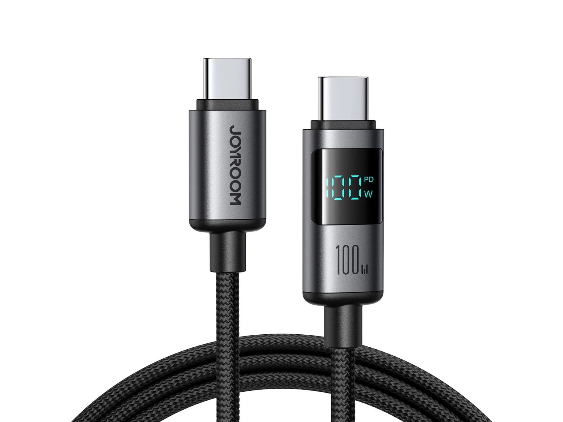 Cable USB-C Joyroom S-A16 Pro Prism Series de 100 W - USB-C con pantalla digital de 1,2 m - Negro