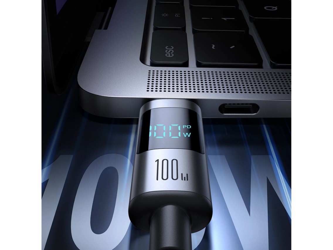 Cable USB-C Joyroom S-A16 Pro Prism Series de 100 W - USB-C con pantalla digital de 1,2 m - Negro