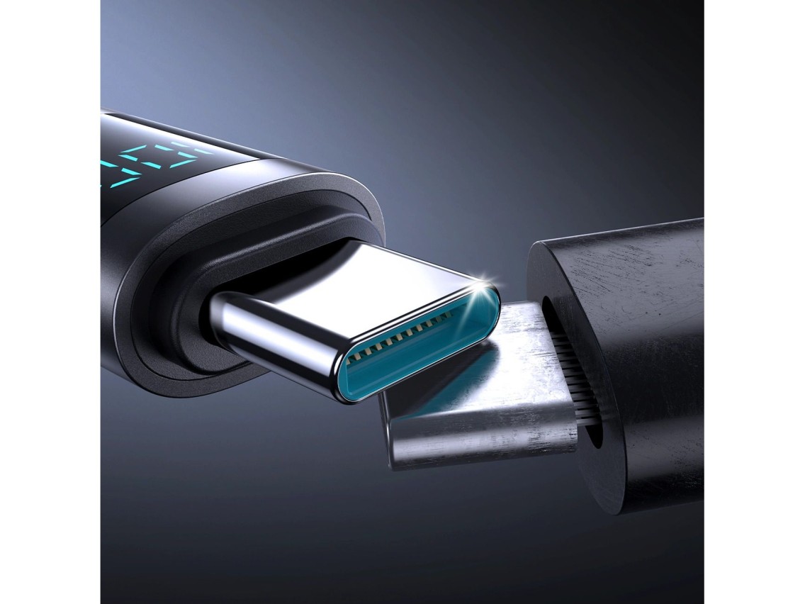 Cable USB-C Joyroom S-A16 Pro Prism Series de 100 W - USB-C con pantalla digital de 1,2 m - Negro