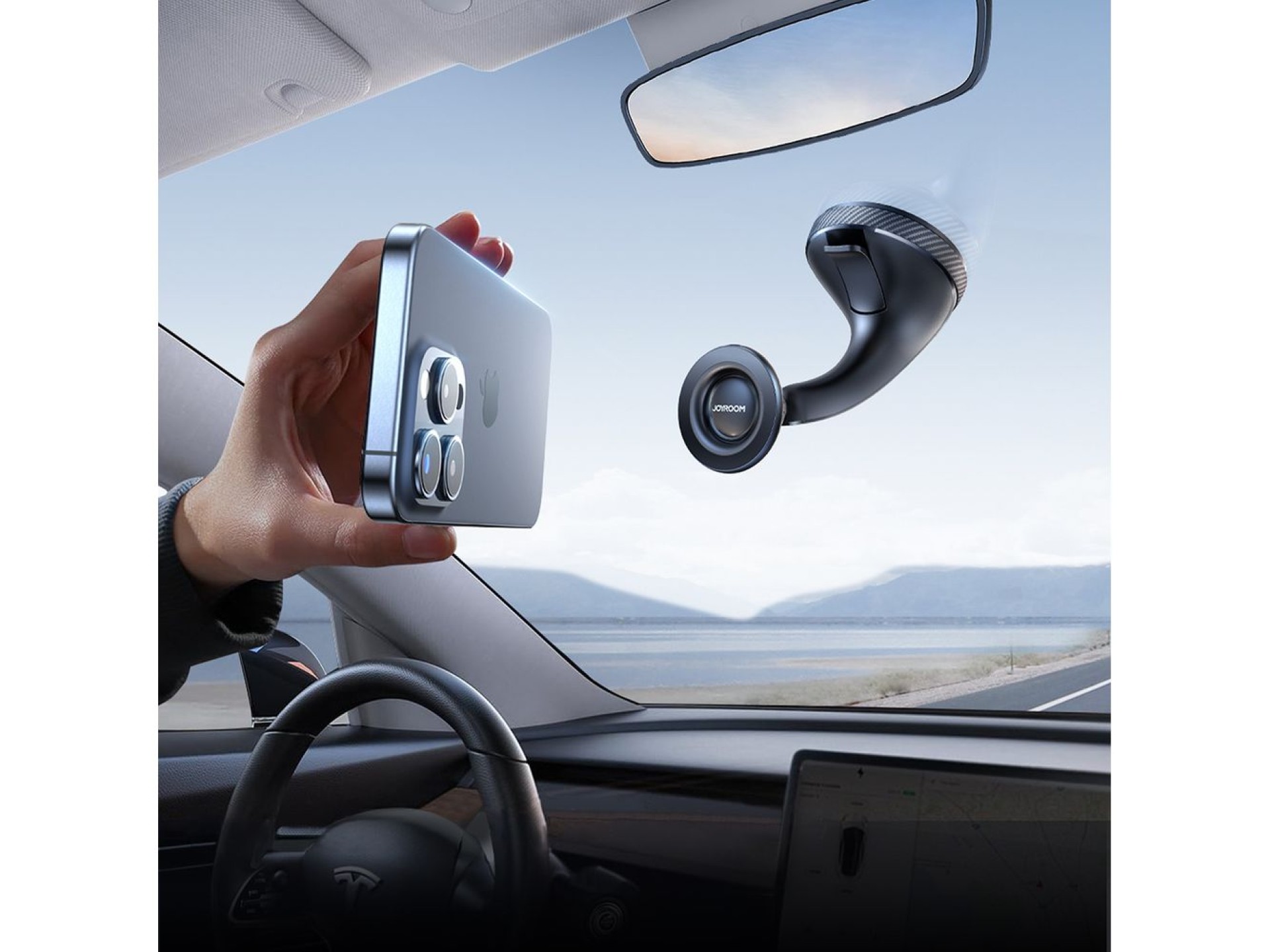 Joyroom JR-ZS406 magnetic car holder for windshield / cockpit - black