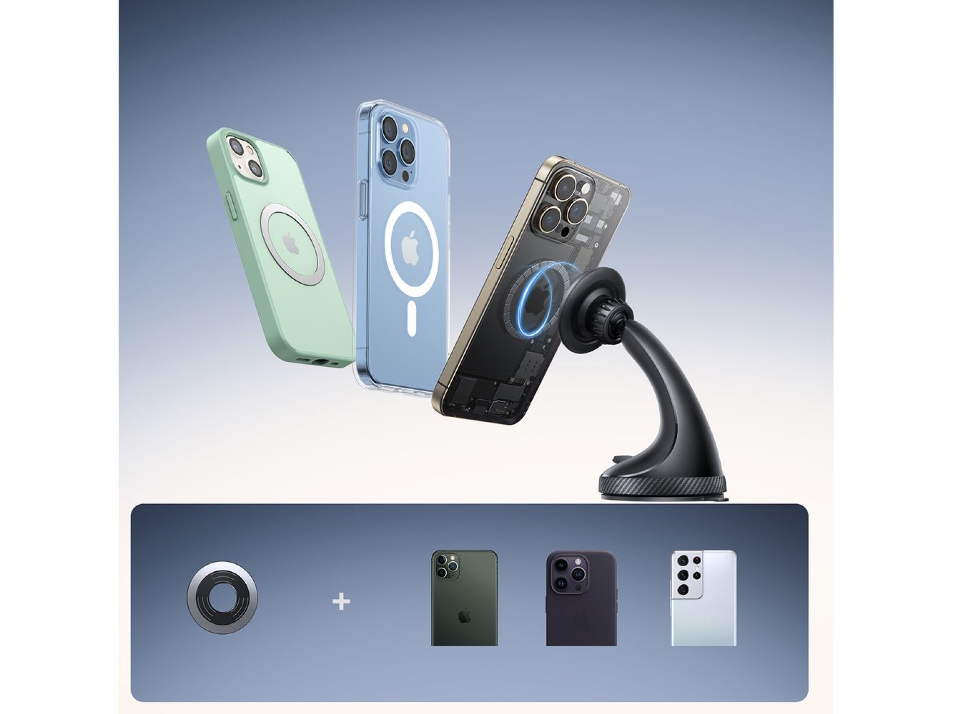 Joyroom JR-ZS406 magnetic car holder for windshield / cockpit - black