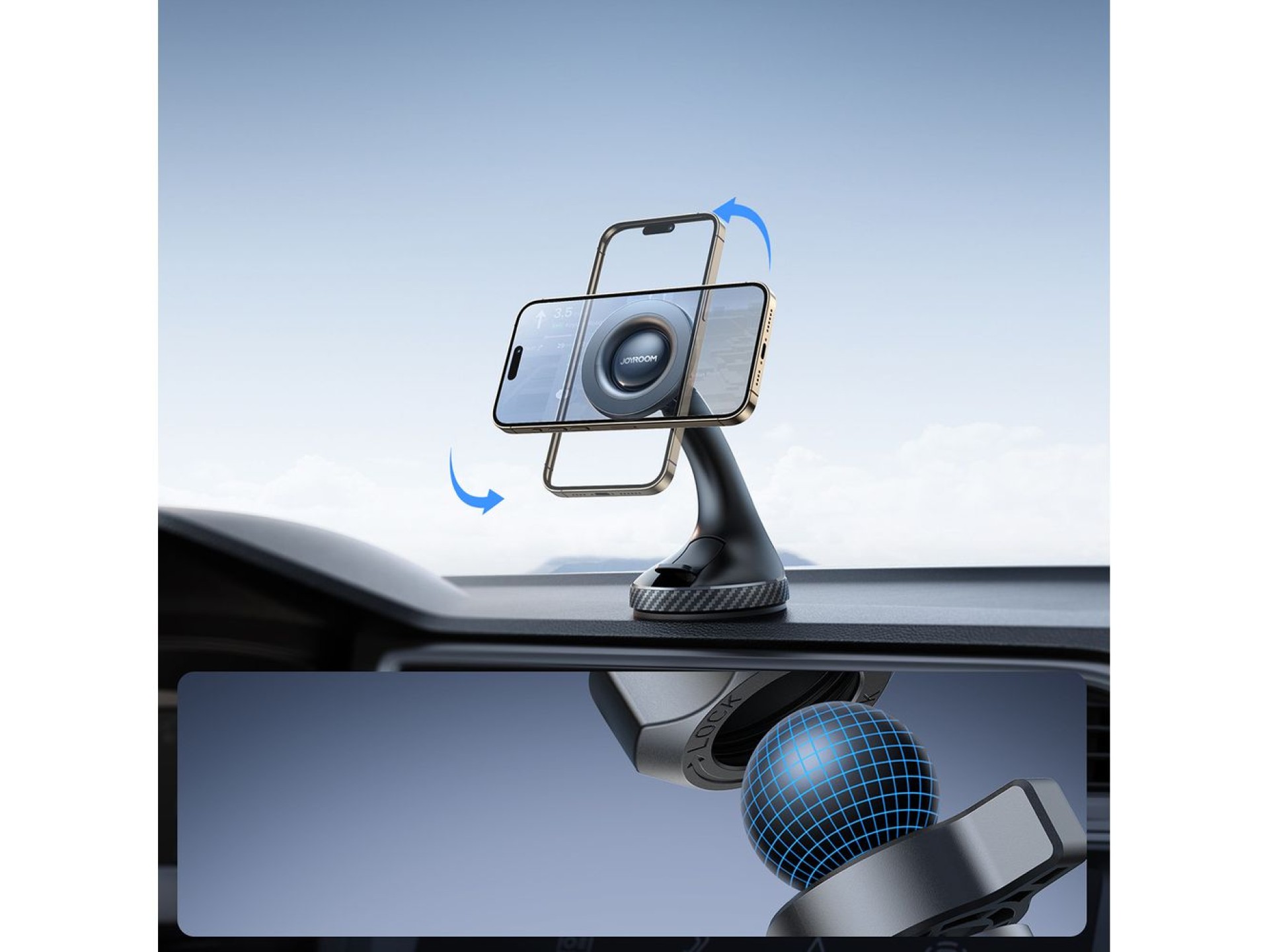 Joyroom JR-ZS406 magnetic car holder for windshield / cockpit - black