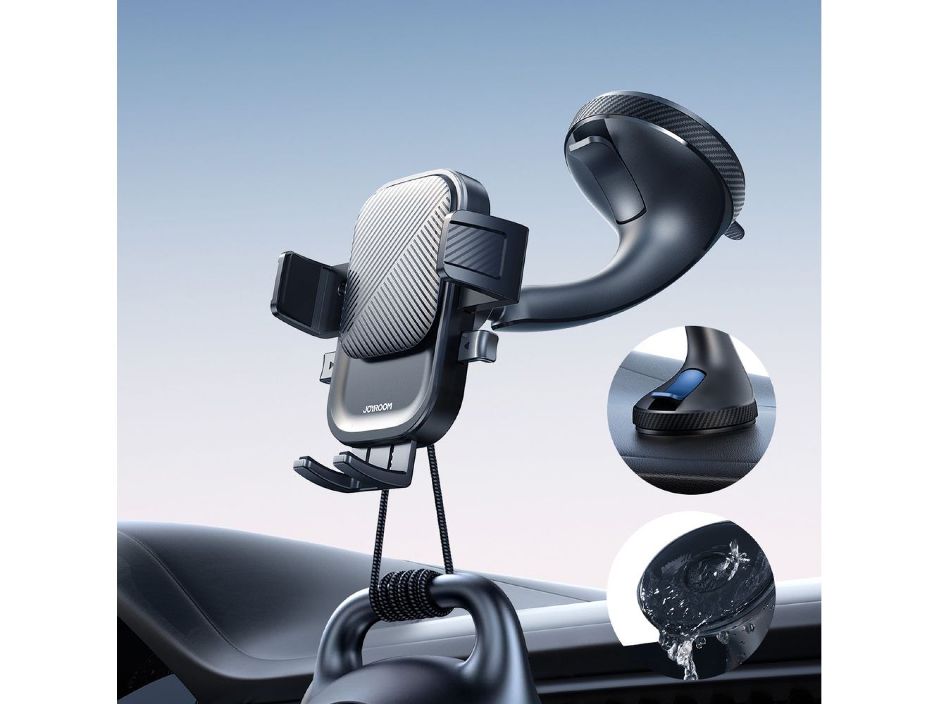 Joyroom JR-OK6 clamp phone holder for glass - black